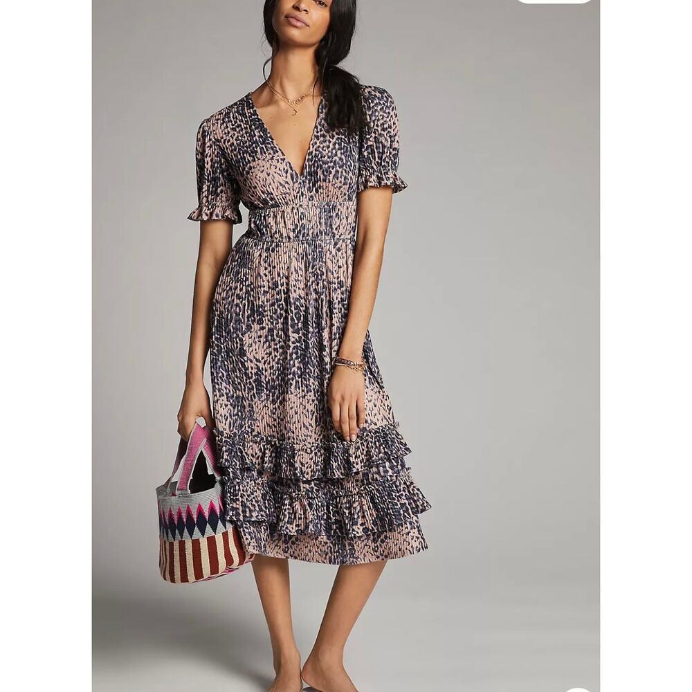 Anthropologie Hutch Adelia Ruffled Midi Dress size L